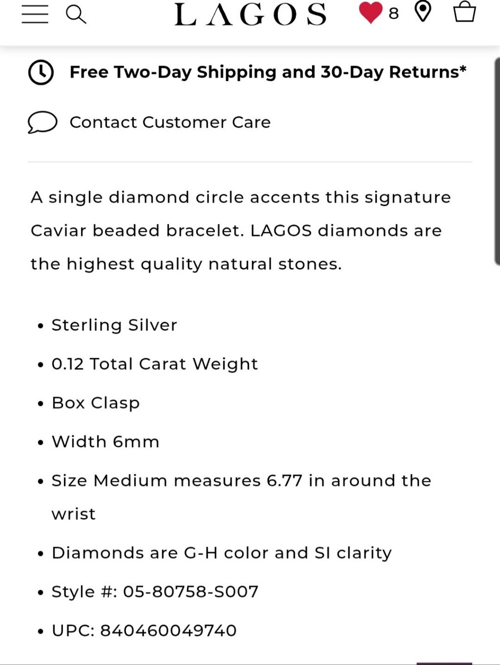 LAGOS Enso Diamond Circle Caviar Bracelet in Sterling Silver - Picture 6 of 9